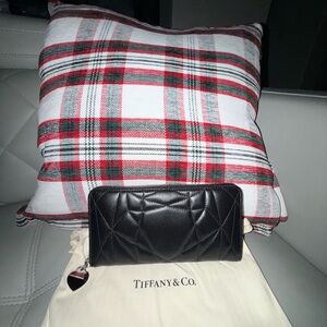 Tiffany & Co. Black Leather Wallet with Heart Charm